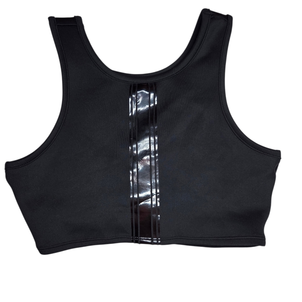 Kendall & Kylie Glossy Racing Stripe Black Sports Bra Size S